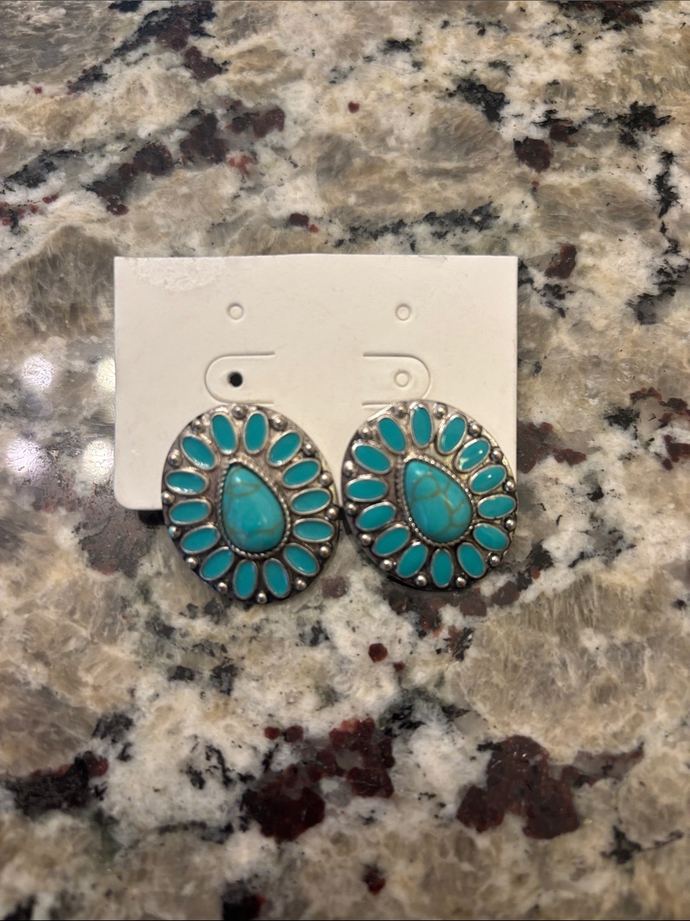 Turquoise Teardrop Cluster Earrings - Women Jewelry
